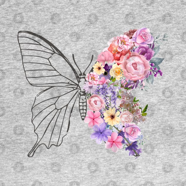 Butterfly with Flower Wings by RokaaShop